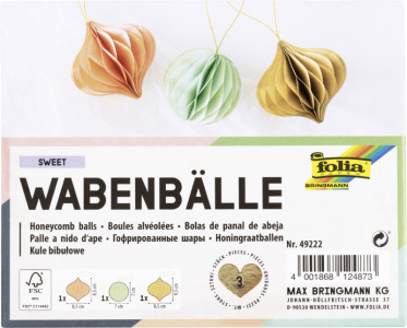 folia Boule alvéolée SWEET, set de 3 boules