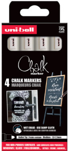 uni-ball Marqueur craie Chalk marker PWE5M/4 PF, étui de 4