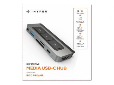 Hyper : HYPERDRIVE MEDIA 6-IN-1 USB-C HUB pour IPAD PRO/AIR