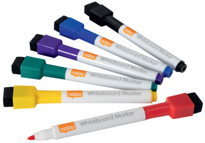 nobo Whiteboard-Marker, magnethaftend, Rundspitzer, 6er Set