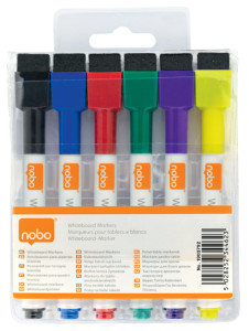 nobo Whiteboard-Marker, magnethaftend, Rundspitzer, 6er Set