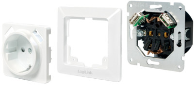 LogiLink Unterputz-Steckdose, weiß, mit 2x USB-Port