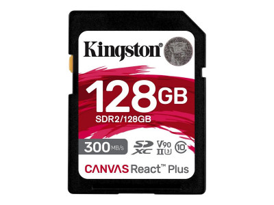 Kingston : 128GB SDXC REACT PLUS HS-II 300R/260W U3 V90 FULL HD/4K/8K