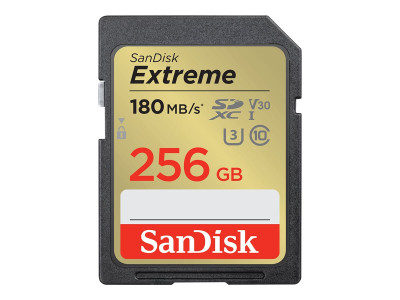 Western Digital : EXTREME 256GB SDXC memory card 180MB/S 130MB/S UHS-I CLASS10 U3