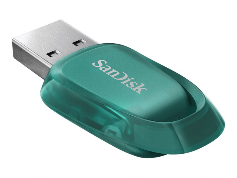 SanDisk Ultra Eco 512 Go clé USB 3.2 avec vitesse de lecture allant jusqu'à  100 Mo/s. Une clé USB fabriquée avec plus de 70 % de plastique recyclé