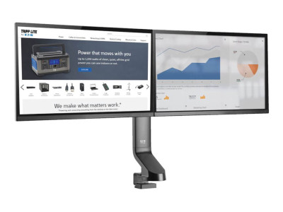 Eaton MGE : DUAL-DSPLY MNTR ARM DESK CLAMP GROMMET HGHT ADJUST 17- 27 MNTRS