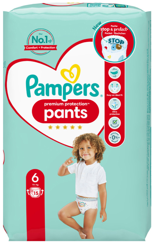 Pampers Premium Protection Pants Couches culottes T6 +15kg, 62  couches-culottes