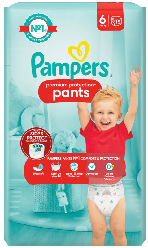 Pack 62 couches PAMPERS Pants Premium Protection Taille 6 - 15+ KG