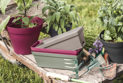 Poétic Set jardinière et soucoupe ROMEO, taupe