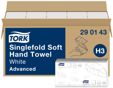 TORK Essuie-mains Singlefold, 226 x 230 mm, plié en V, blanc