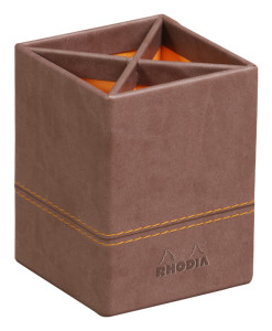 RHODIA Pot à crayons, en similicuir, taupe