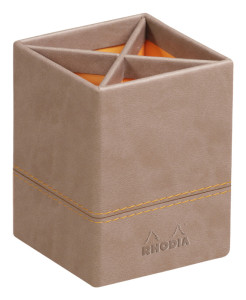 RHODIA Pot à crayons, en similicuir, taupe