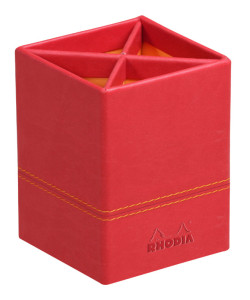 RHODIA Pot à crayons, en similicuir, coquelicot