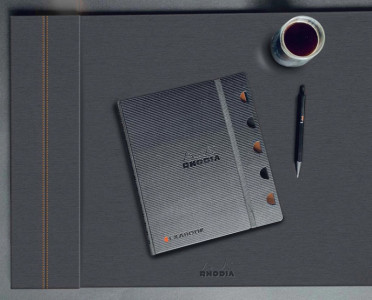 RHODIA Sous-main, en similicuir, bleu nuit