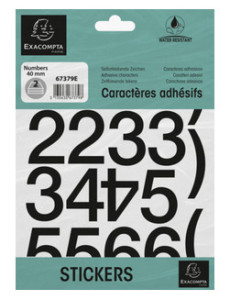 EXACOMPTA Chiffres auto-adhésifs 0-9, 50 mm, noir