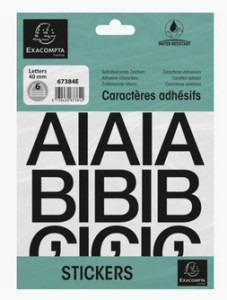 EXACOMPTA Lettres auto-adhésives A-Z, 20 mm, noir