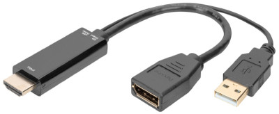 DIGITUS Adaptateur HDMI 4K vers DisplayPort, 0,2 m, noir