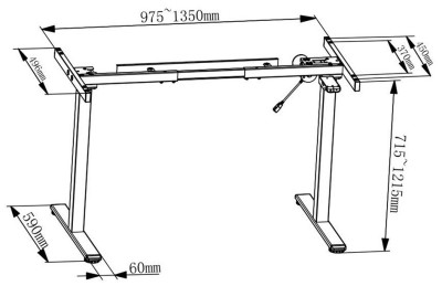 DIGITUS Piètement de table réglable en hauteur, gris