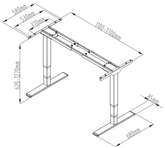 DIGITUS Piètement de table réglable en hauteur, blanc