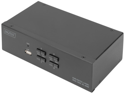 DIGITUS Commutateur KVM, 4 ports, double affichage, 4K, HDMI