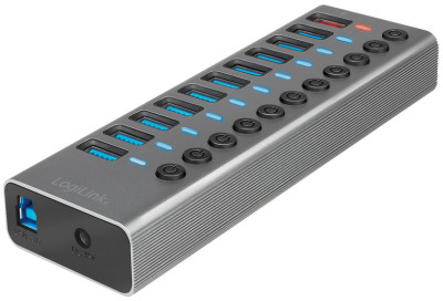 LogiLink Hub USB 3.2 gen1,10 ports + 1 port de charge rapide