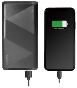 LogiLink Batterie externe mobile, 10.000 mAh, 2x USB, noir