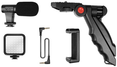 LogiLink Kit de vlogging avec lumière LED, avec microphone