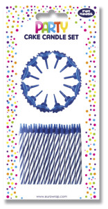 Clairefontaine Bougie d'anniversaire, rayée bleu/blanc