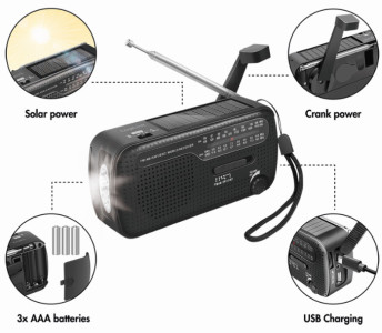 LogiLink Radio dynamo, panneau solaire & lampe de poche