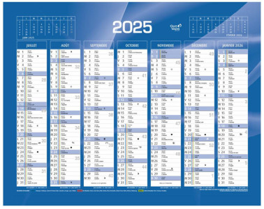 QUO VADIS Calendrier de banque bleu, 270 x 210 mm, 2025