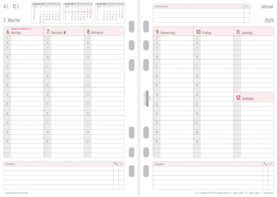 CHRONOPLAN Wochenplan 2024, 1 Woche/2 Seiten, A5, Spalten