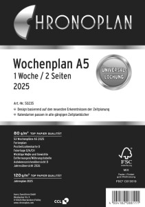 CHRONOPLAN Wochenplan 2024, 1 Woche/2 Seiten, A5, Spalten