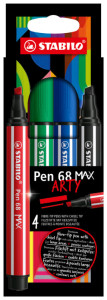 STABILO Feutre Pen 68 MAX, étui de 4 ARTY