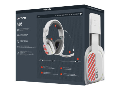 Logitech : ASTRO A10 WIRED HEADSET OVER-EAR/3.5MM - WHITE