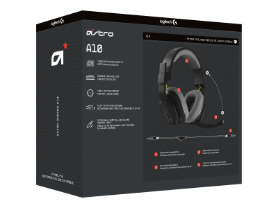 Logitech : ASTRO A10 WIRED HEADSET OVER-EAR/3.5MM - SALVAGE / BLACK