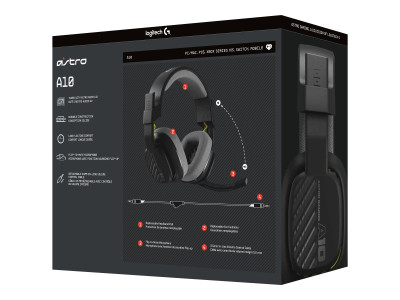 Logitech : ASTRO A10 WIRED HEADSET OVER-EAR/3.5MM - SALVAGE / BLACK