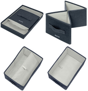 LEITZ Boîte de rangement en tissu, taille S, set de 2, gris