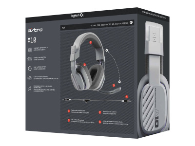 Logitech : ASTRO A10 WIRED HEADSET OVER-EAR/3.5MM - OZONE - GREY