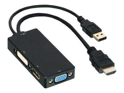 DLH : ADAPTATEUR HDMI MALE VERS DVI VGA / DISPLAYPORT FEMELLE