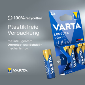 VARTA Pile alcaline Longlife Power carton, Mignon (AA)