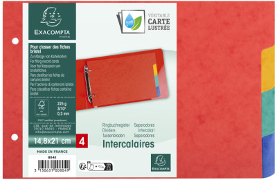 EXACOMPTA Intercalaires en carton, 148 x 210 mm, 4 touches