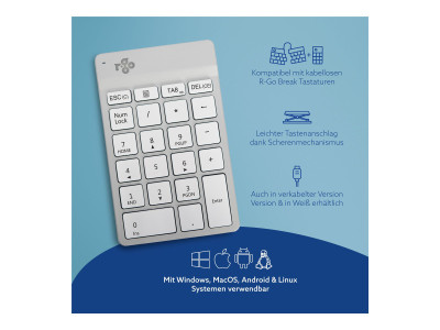 R-Go Tools : R-GO TOOLS NUMPAD BREAK WHITE BLUETOOTH NUMERIC KEYBOARD