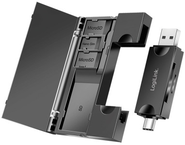 LogiLink Lecteur de cartes USB 3.2 Gen1, avec rangement