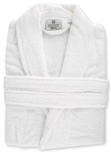 HYGOSTAR Peignoir de bain à col châle, taille S, blanc