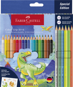 FABER-CASTELL Crayon de couleur Colour GRIP Dino, 10+3