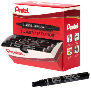 Pentel Marqueur permanent N50, Pack promo 30+6 GRATUIT, noir