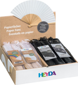 HEYDA Eventail en papier, largeur: 460 mm, en présentoir