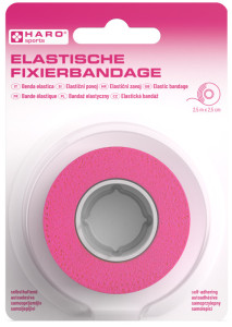 HARO Bande de fixation élastique, 25 mm x 2,5 m, rose