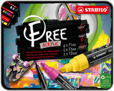 STABILO Marqueur acrylique FREE, coffret initiation de 11