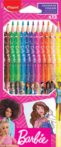 Maped Crayon de couleur Barbie, étui en carton de 12